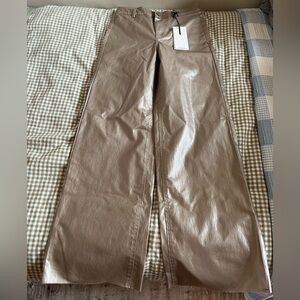 BNWT Oat New York Women's Metallic Goldish High Waist Wide Leg Pants